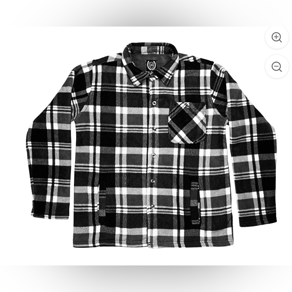 Work Gear sherpa-lined plaid flannel jacket in black and white